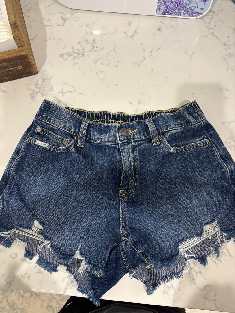 aerie Distressed Daydream Dark Blue Denim Shorts Sz. XS